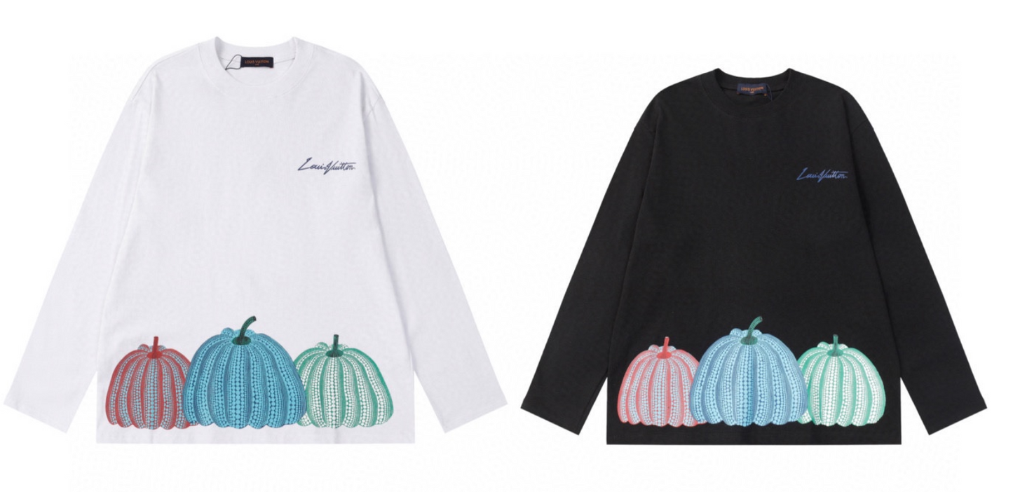 「#1596」LV pumpkin print round neck long sleeve T-shirt 6602 new style