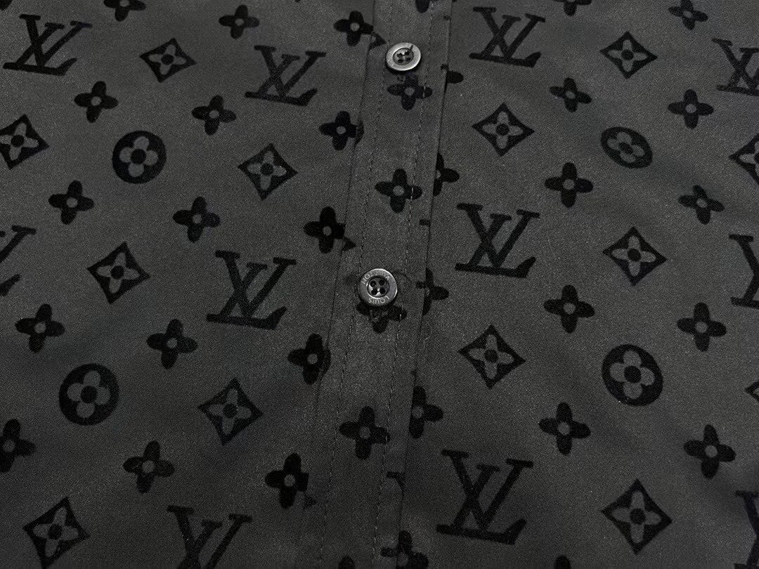 「#1625」Louis Vuitton jacquard all over print flocked shirt GS1021