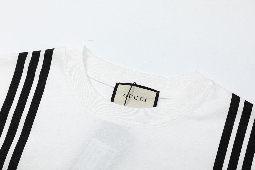 「#2685」Gucci 23SS double G vertical stripe foam printed t-shirt