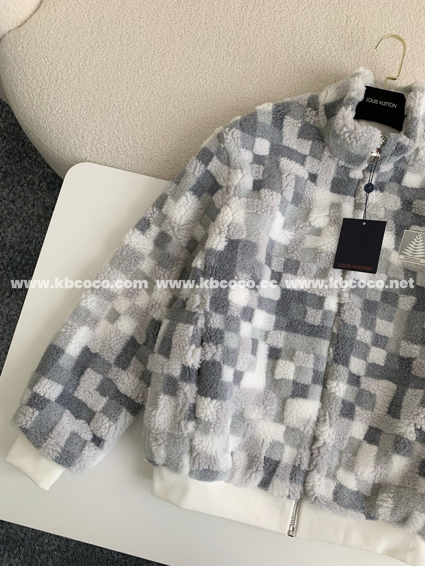 「#3929」Louis Vuitton Ski Series FW24 Checkerboard Color-Block Fleece Jacket
