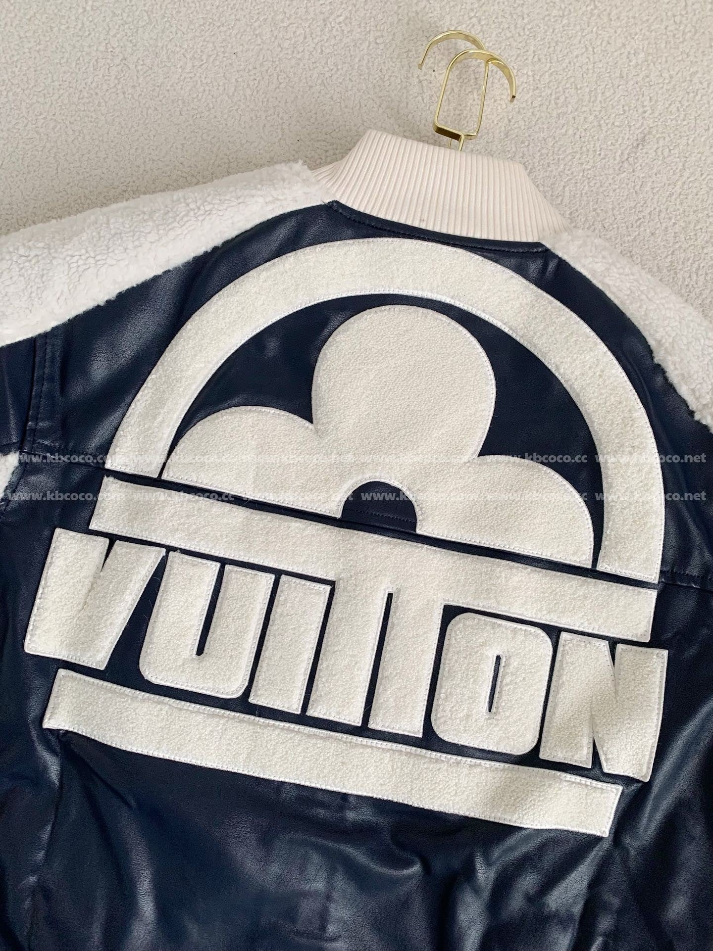 「#3426」Louis Vuitton floral lettering lambskin baseball jacket