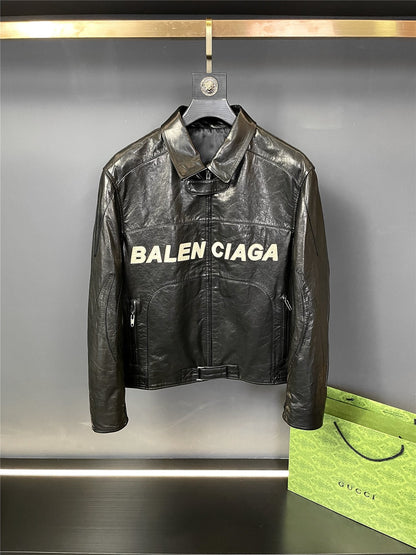 「#1910」Balenciaga Paris catwalk style biker leather jacket