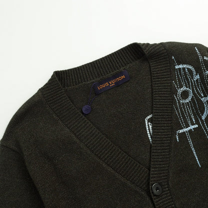 「#1587」SS23 new autumn Louis Vuitton solid color embroidered long-sleeved knitted cardigan