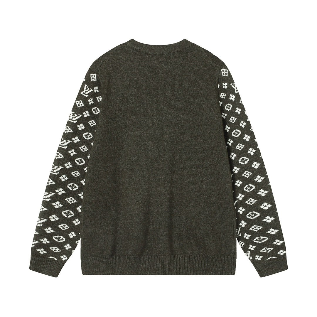 「#1588」SS23 new autumn product LOUIS VUITTON Monogram jacquard V-neck single-breasted long-sleeved knitted
