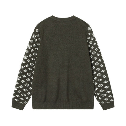 「#1588」SS23 new autumn product LOUIS VUITTON Monogram jacquard V-neck single-breasted long-sleeved knitted