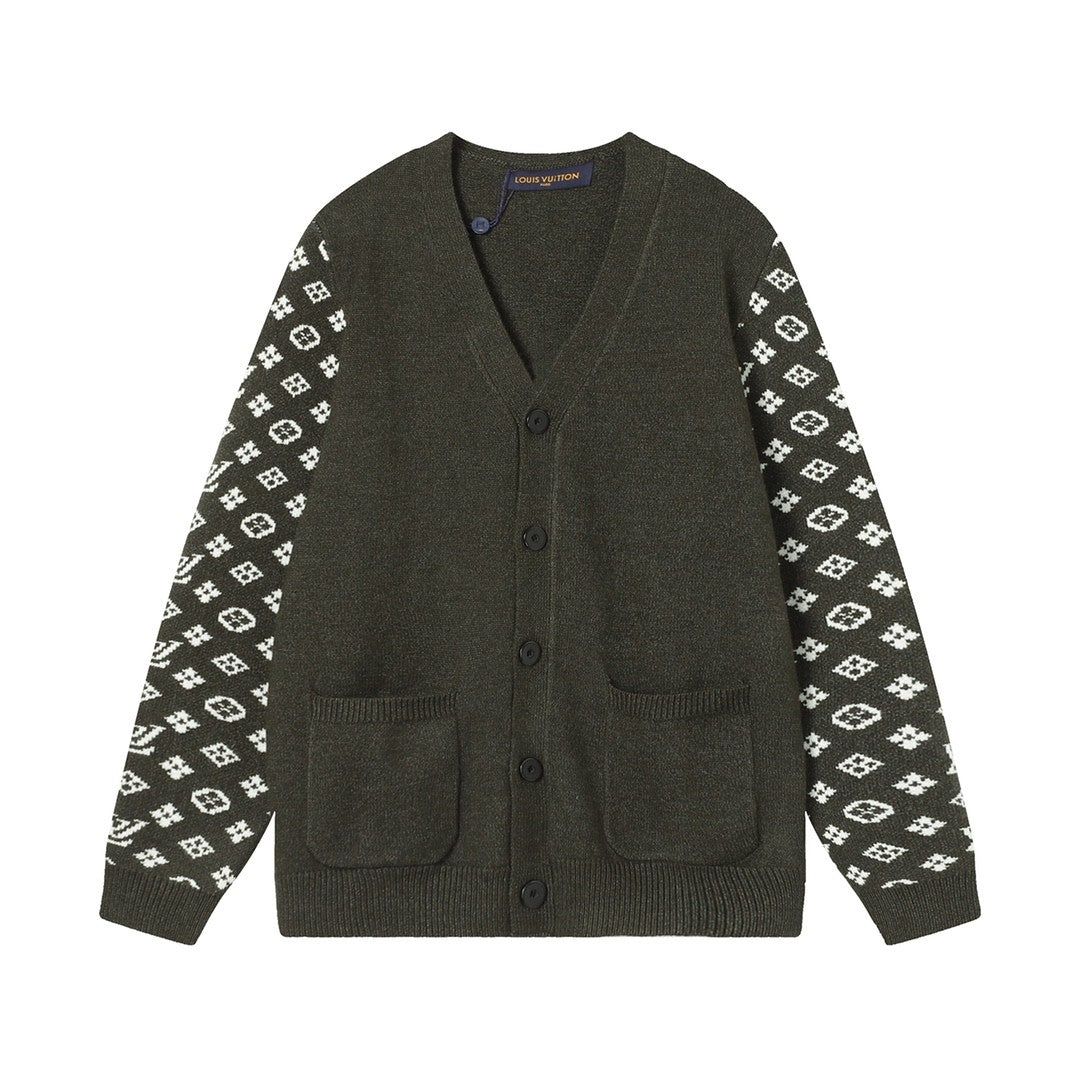 「#1588」SS23 new autumn product LOUIS VUITTON Monogram jacquard V-neck single-breasted long-sleeved knitted