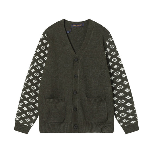 「#1588」SS23 new autumn product LOUIS VUITTON Monogram jacquard V-neck single-breasted long-sleeved knitted
