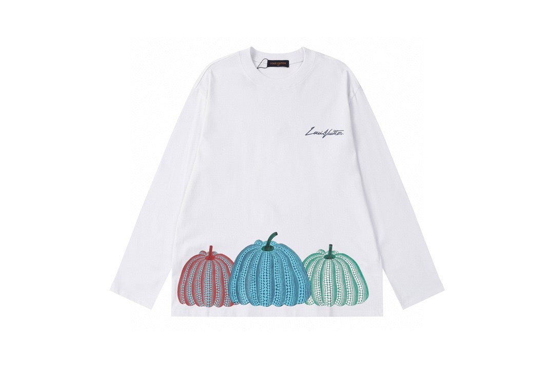 「#1596」LV pumpkin print round neck long sleeve T-shirt 6602 new style
