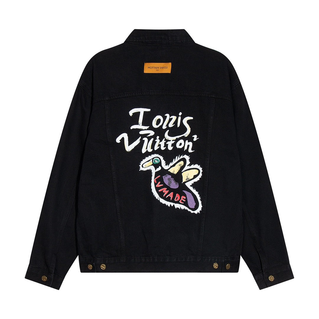 「#1599」Louis Vuitton "LV Back Duck Flying" printed denim jacket