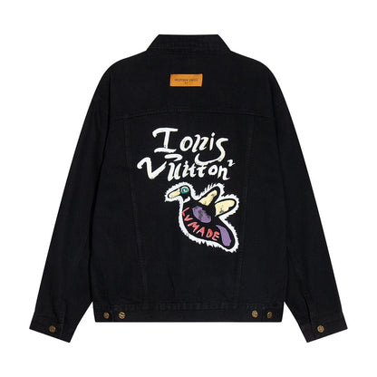 「#1599」Louis Vuitton "LV Back Duck Flying" printed denim jacket
