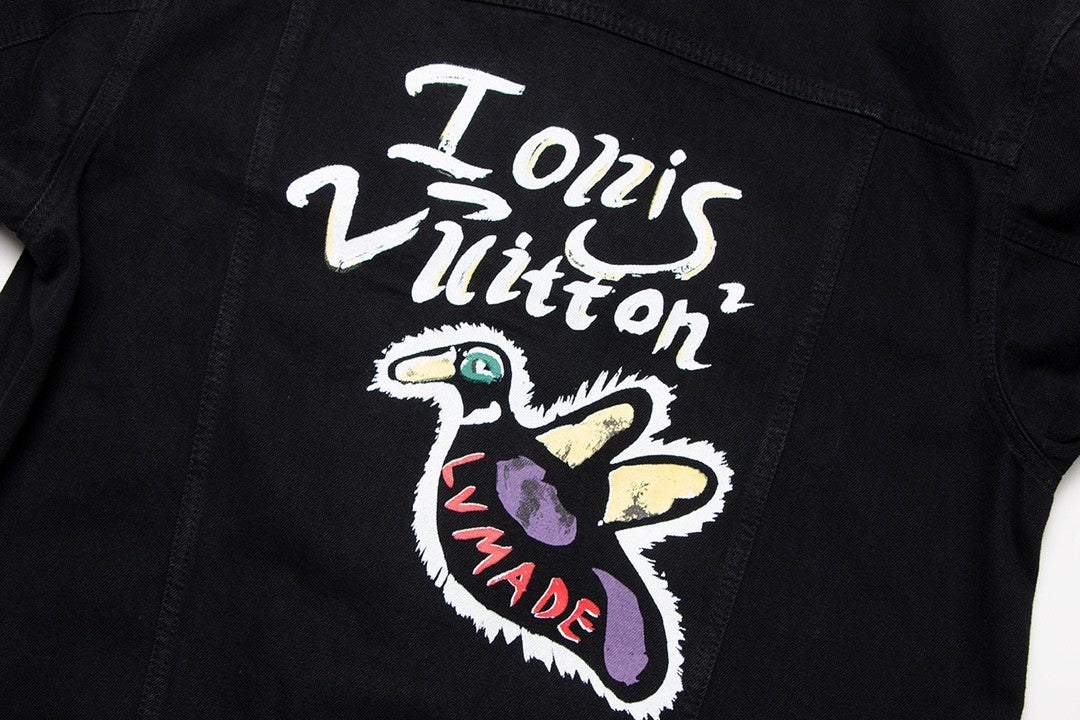 「#1599」Louis Vuitton "LV Back Duck Flying" printed denim jacket