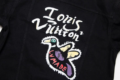 「#1599」Louis Vuitton "LV Back Duck Flying" printed denim jacket