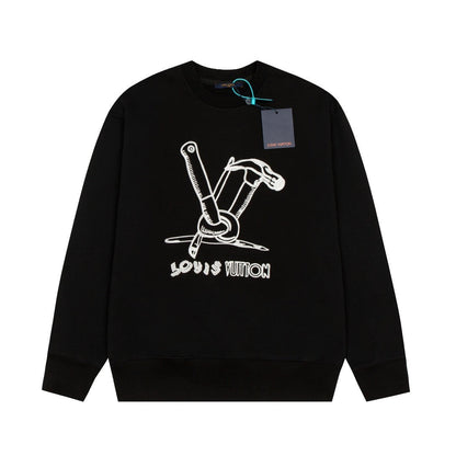 「#1614」Louis Vuitton 23ss hammer pattern embroidered round neck sweatshirt