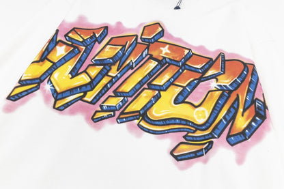 「#1624」Louis Vuitton Flame Graffiti Letters Couple Sweatshirt