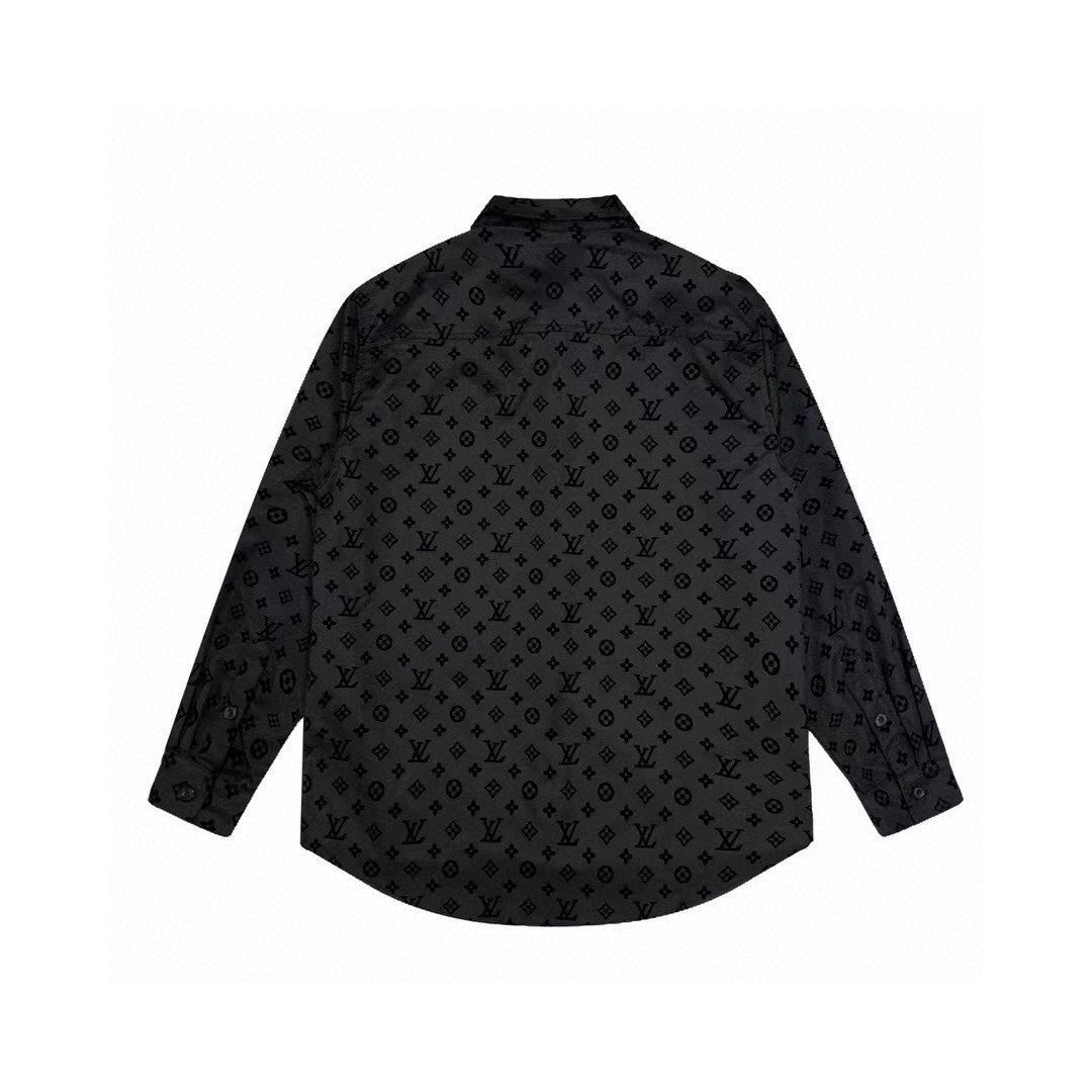「#1625」Louis Vuitton jacquard all over print flocked shirt GS1021