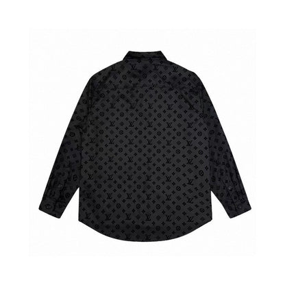 「#1625」Louis Vuitton jacquard all over print flocked shirt GS1021