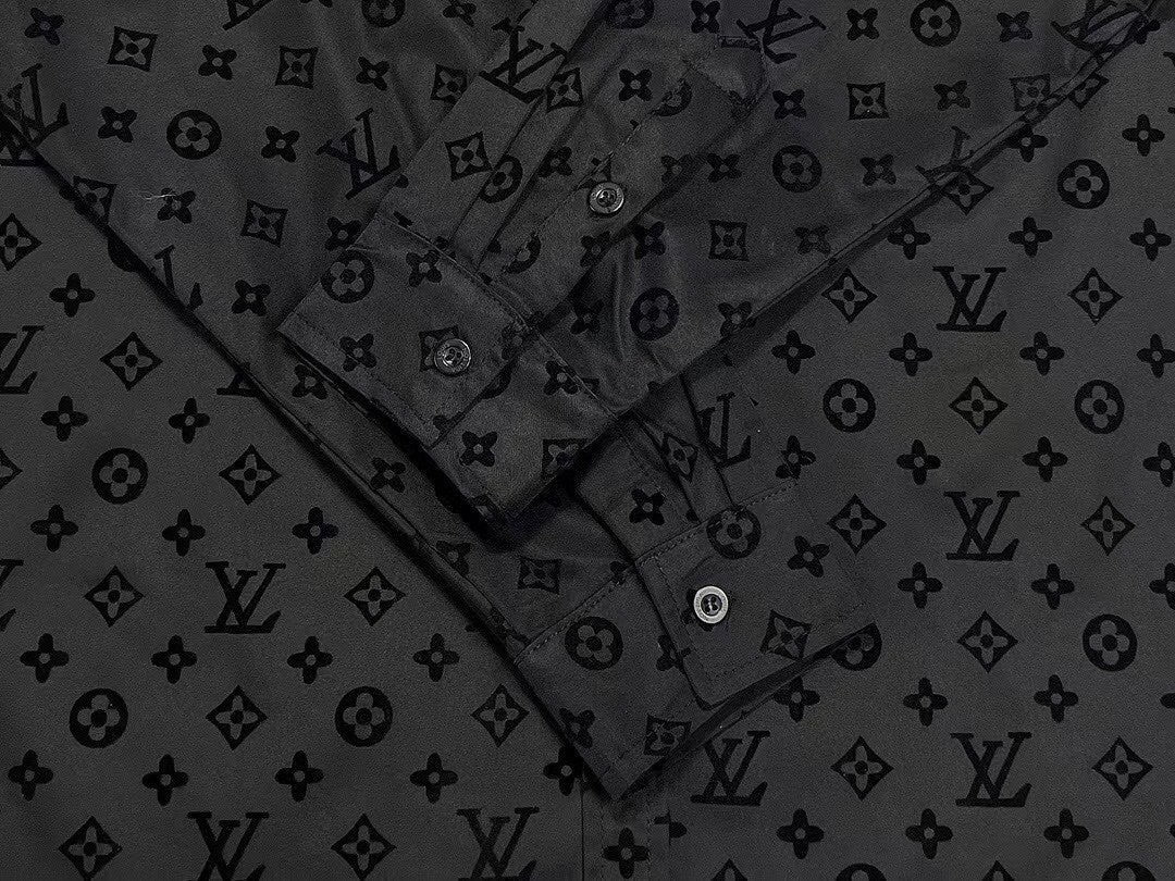 「#1625」Louis Vuitton jacquard all over print flocked shirt GS1021
