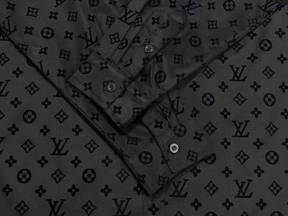 「#1625」Louis Vuitton jacquard all over print flocked shirt GS1021