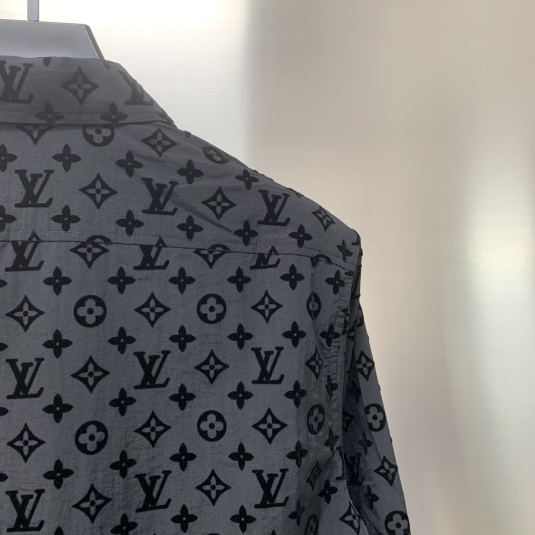 「#1806」Louis Vuitton Flocked jacquard all over printed long sleeve shirt