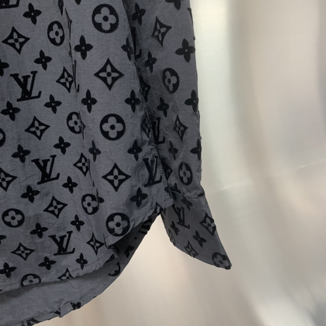 「#1806」Louis Vuitton Flocked jacquard all over printed long sleeve shirt