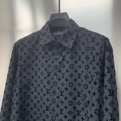 「#1806」Louis Vuitton Flocked jacquard all over printed long sleeve shirt