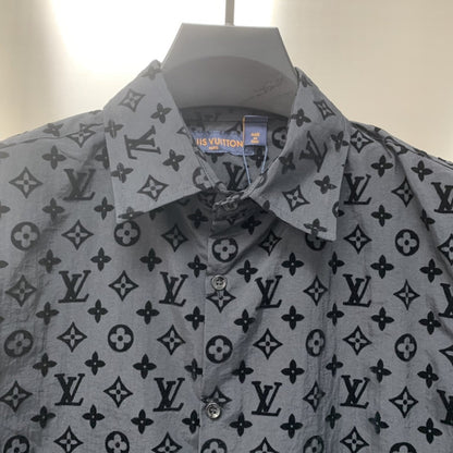 「#1806」Louis Vuitton Flocked jacquard all over printed long sleeve shirt