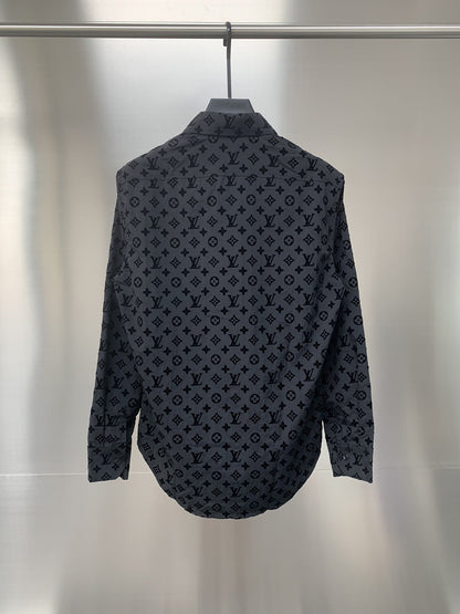 「#1806」Louis Vuitton Flocked jacquard all over printed long sleeve shirt
