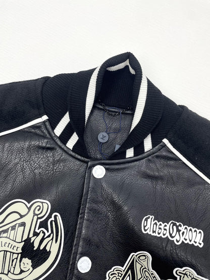 「#1811」Louis Vuitton Baseball blouson jacket with sheepskin body and wool sleeves)