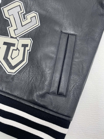 「#1811」Louis Vuitton Baseball blouson jacket with sheepskin body and wool sleeves)