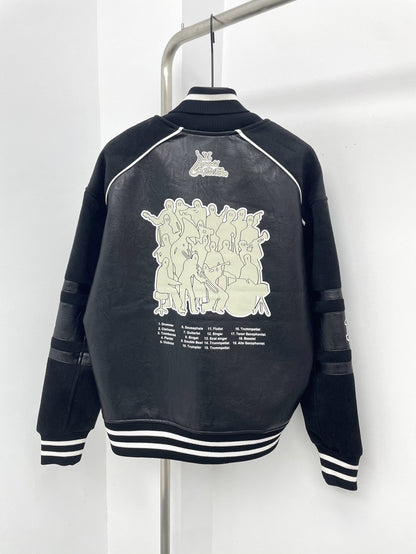「#1811」Louis Vuitton Baseball blouson jacket with sheepskin body and wool sleeves)