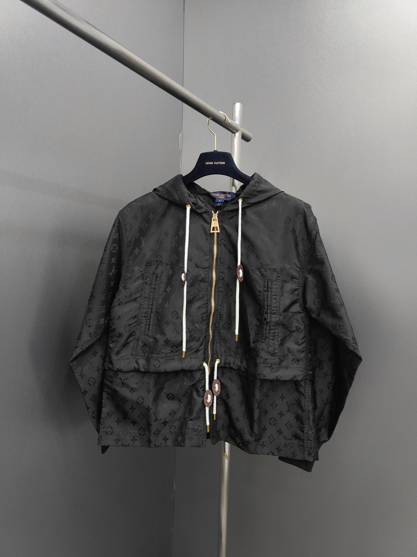 「#1813」Louis Vuitton Jacquard presbyopic fabric belted women's hoodie jacket