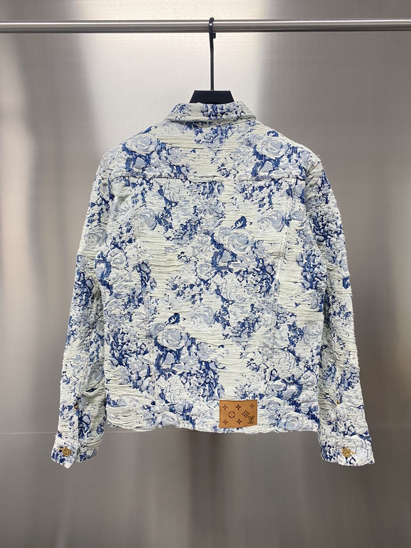 「#1872」Louis Vuitton Floral jacquard fringed denim jacket