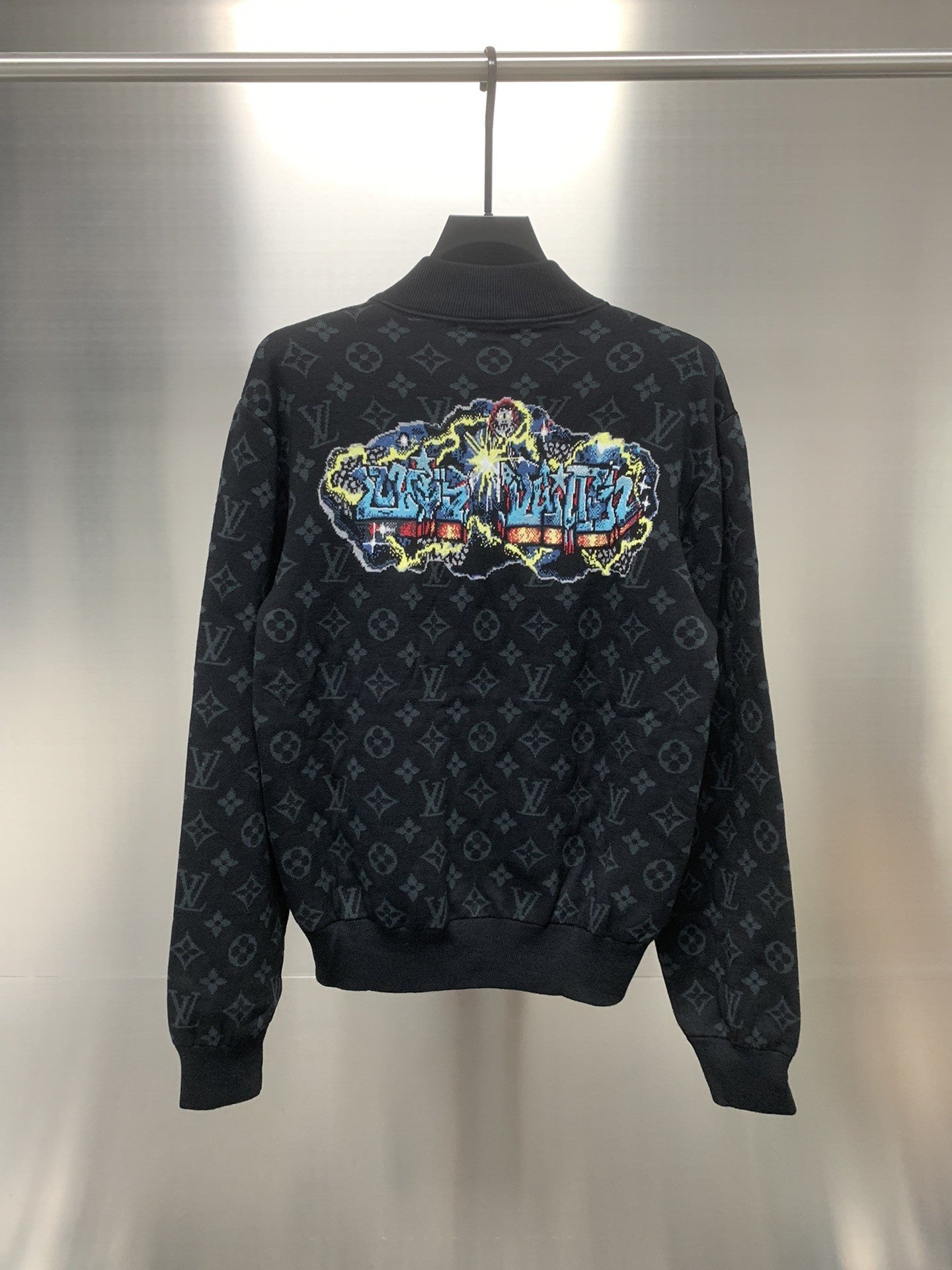 「#1873」Louis Vuitton graffiti jacquard knit zipped jacket
