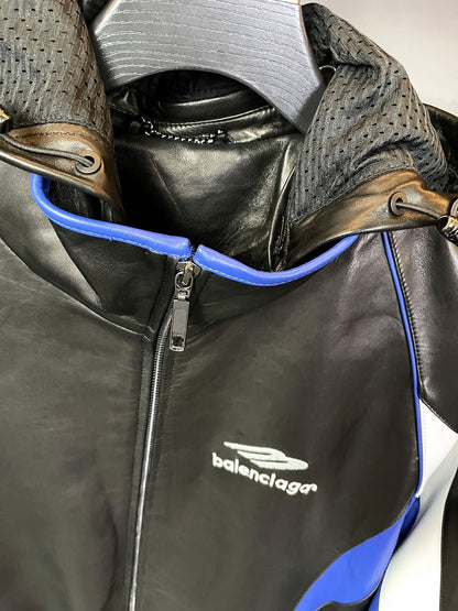 「#1908」Balenciaga 2023 Hooded Leather Jacket