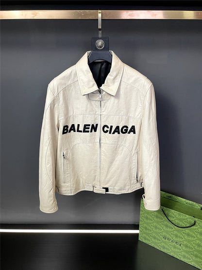 「#1909」Balenciaga Paris catwalk style biker leather jacket
