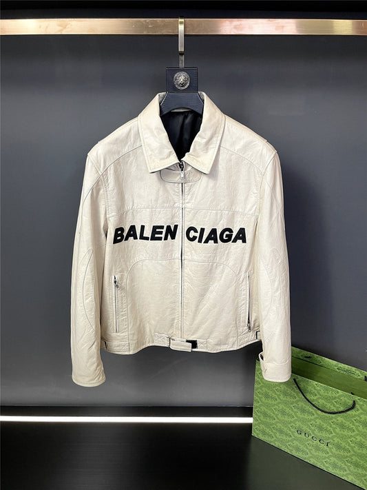 「#1909」Balenciaga Paris catwalk style biker leather jacket