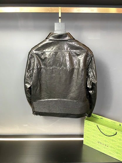 「#1910」Balenciaga Paris catwalk style biker leather jacket