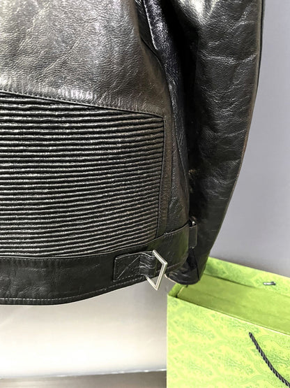 「#1910」Balenciaga Paris catwalk style biker leather jacket