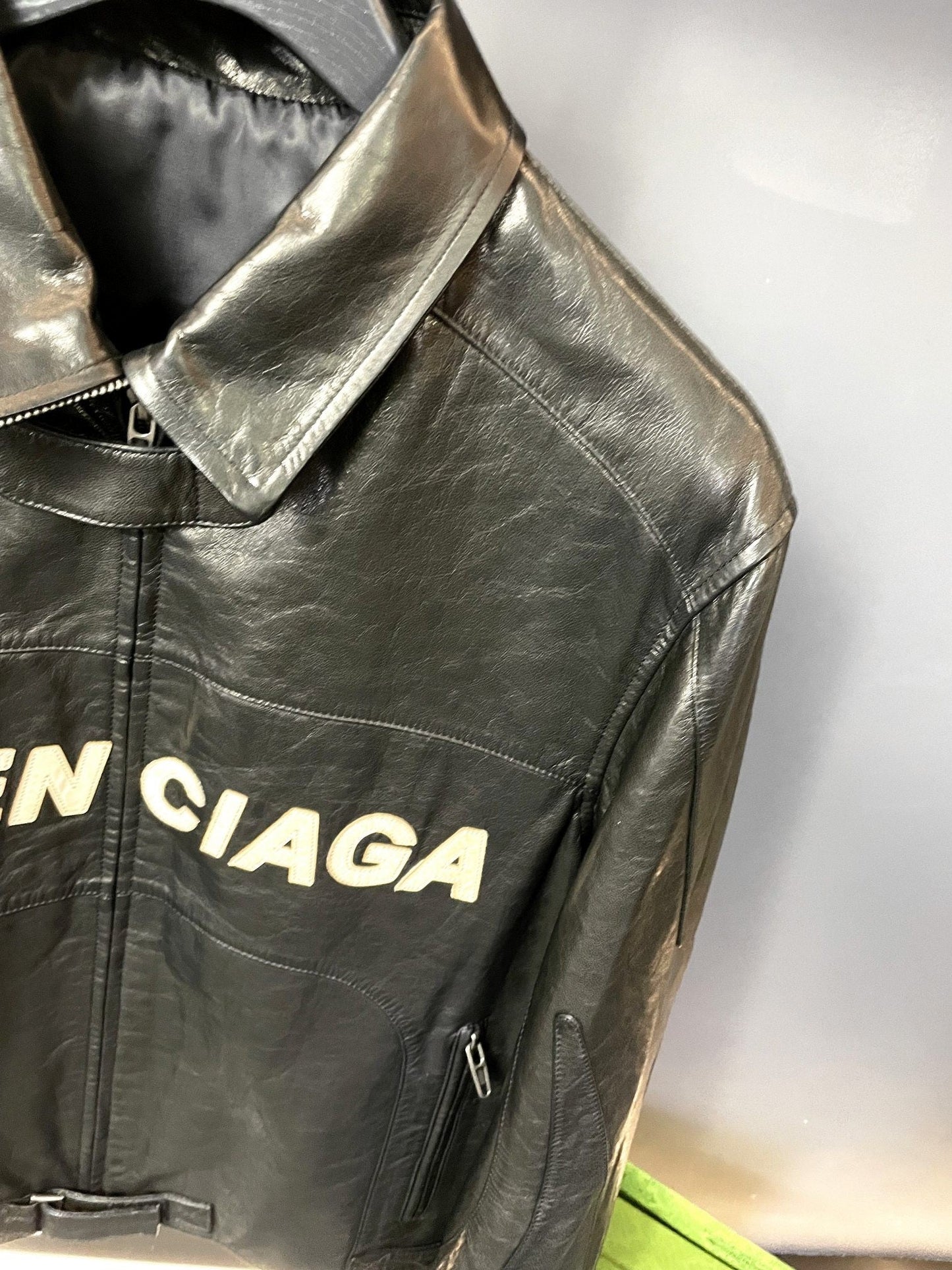 「#1910」Balenciaga Paris catwalk style biker leather jacket