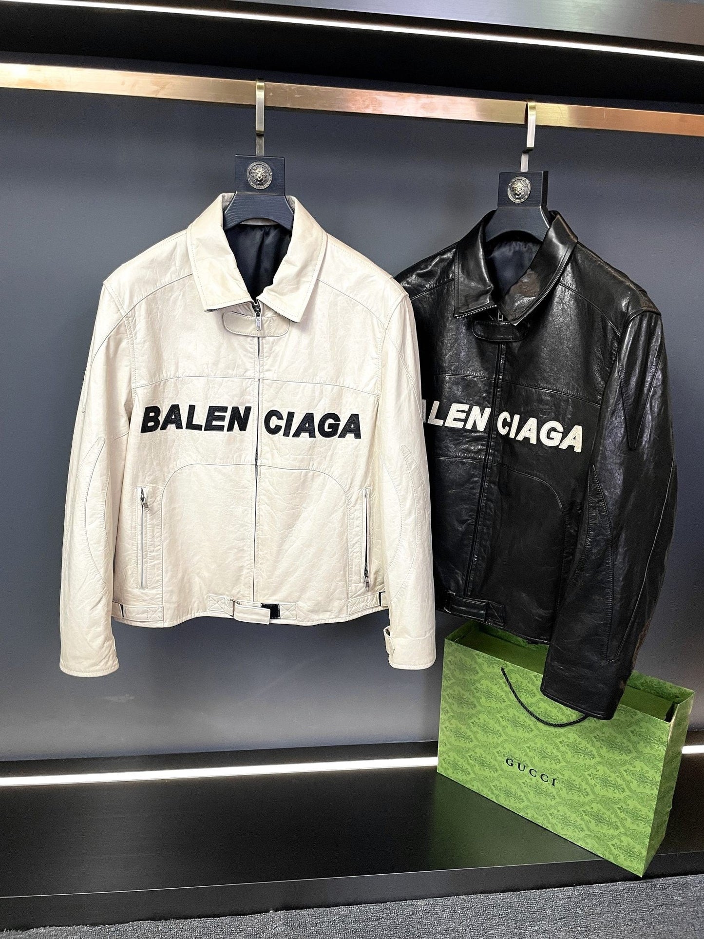 「#1910」Balenciaga Paris catwalk style biker leather jacket