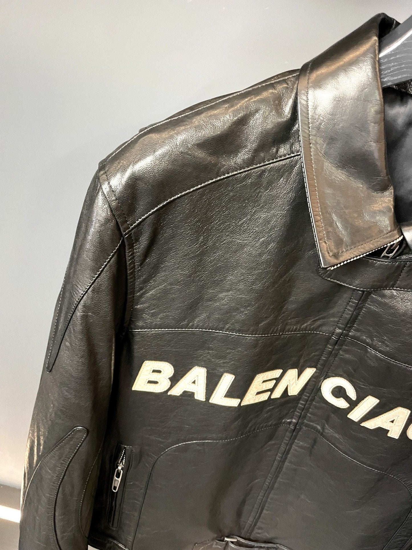 「#1910」Balenciaga Paris catwalk style biker leather jacket