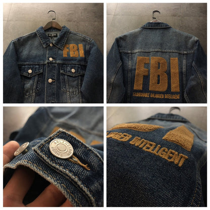「#1916」Balenciaga terry embroidered denim jacket