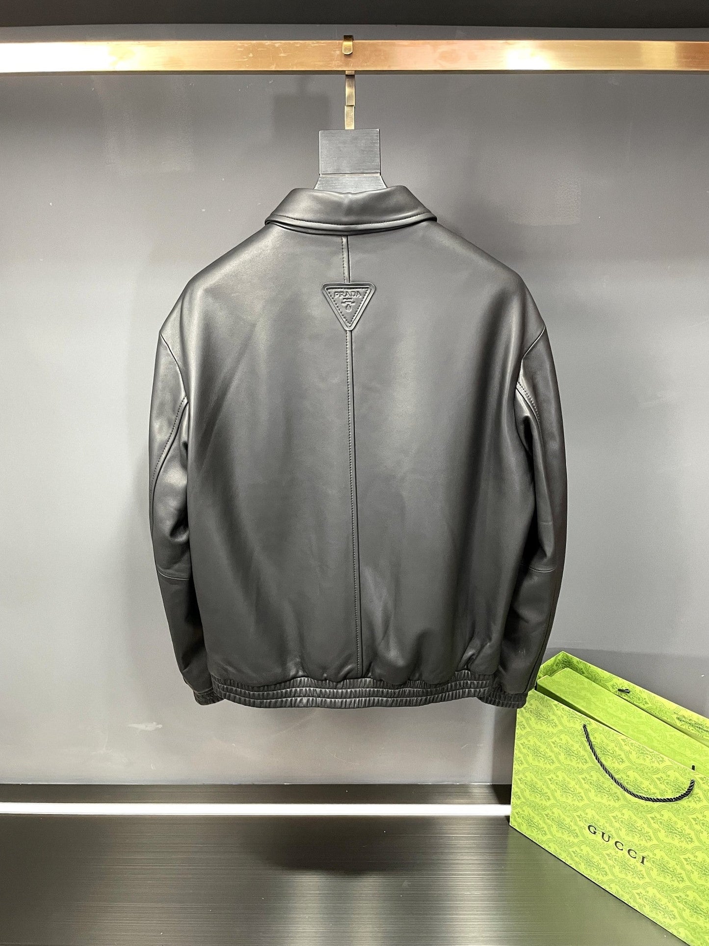 「#1949」Prada Paris catwalk style leather jacket