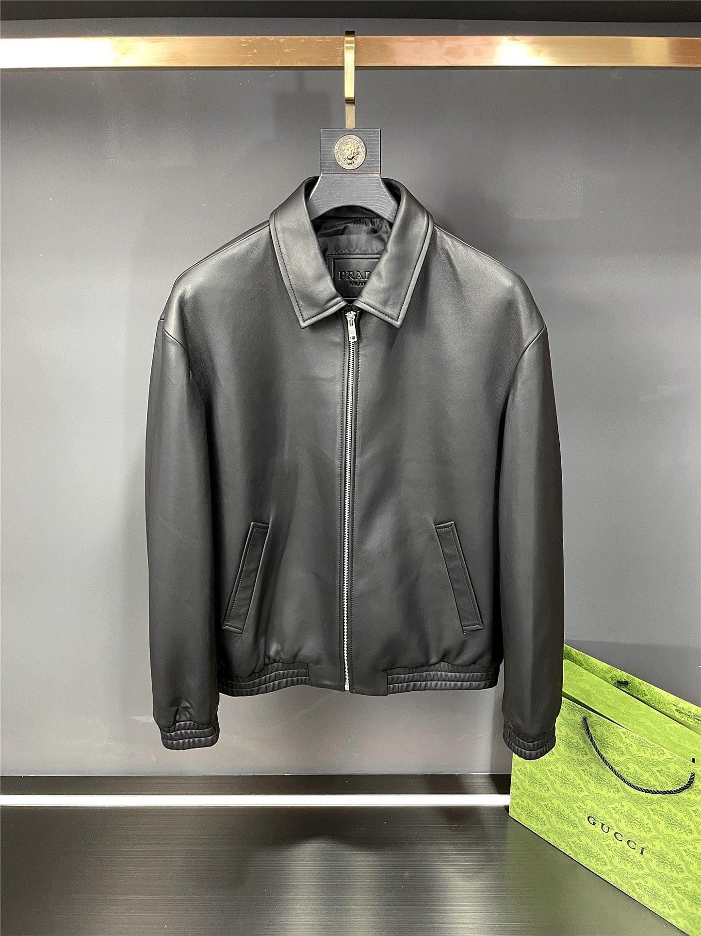 「#1949」Prada Paris catwalk style leather jacket