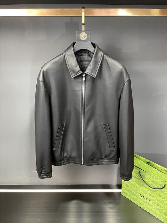 「#1949」Prada Paris catwalk style leather jacket