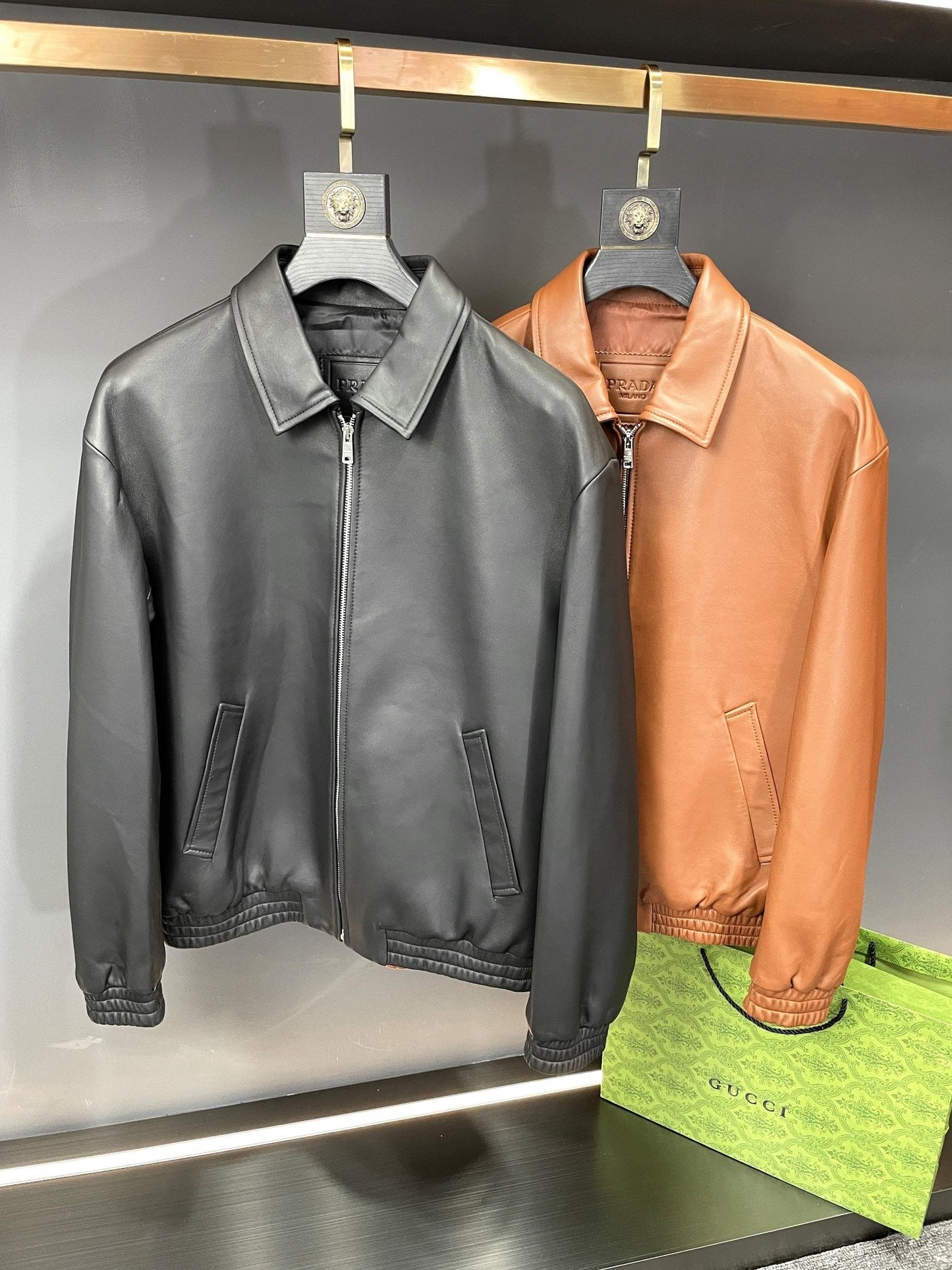 「#1950」Prada Paris catwalk style leather jacket