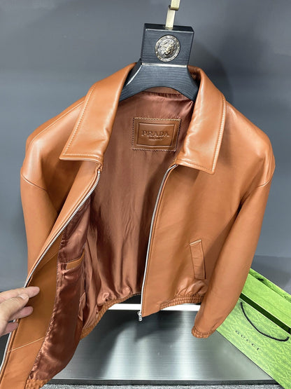「#1950」Prada Paris catwalk style leather jacket