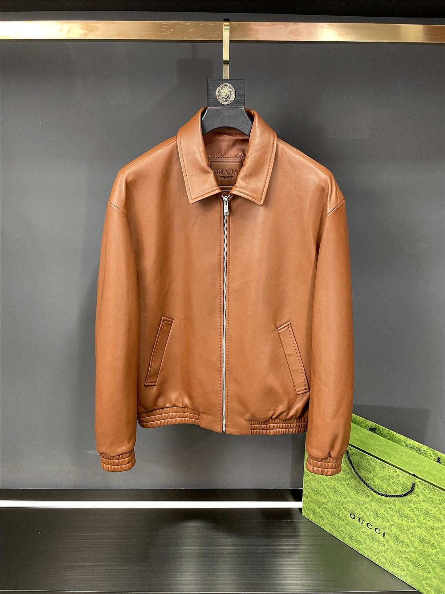 「#1950」Prada Paris catwalk style leather jacket