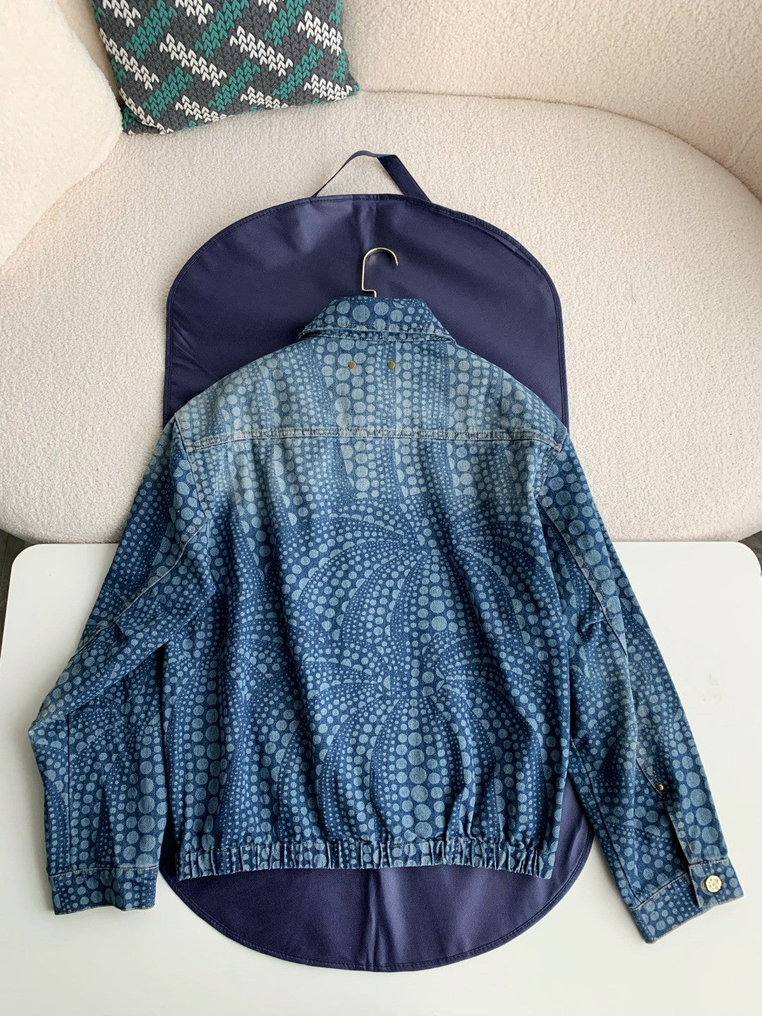 「#2056」Louis Vuitton Classic Logo printed all over patchwork denim jacket