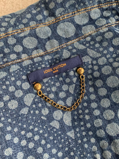 「#2056」Louis Vuitton Classic Logo printed all over patchwork denim jacket
